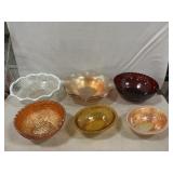 Opalescent, Iridescent, Ruby Red Bowls, Carnival