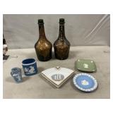 Handpainted Wine Bottles, Wedgwood &