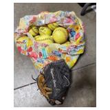 (16) Softballs & (1) Baseball Glove
