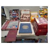 Box Lot Of Assorted Books, Christmas Balls & More