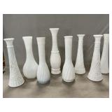 (8) Assorted Milk Glass Vases