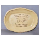 (1) Vintage PA. Dutch Redware Motto Platter