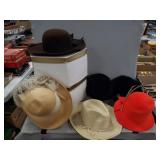 (8) Assorted Ladies Hats w/ (2) Hat Boxes