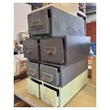 Vintage Industrial Metal Index Card File Cabinets