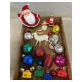 Vintage Flocked Dancing Santa, Plastic Reindeer &