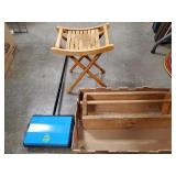 (1) Bissell Manual Sweeper, Folding Wooden Stool