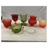Jeanette Footed Candy Dishes, Hobnail pieces,