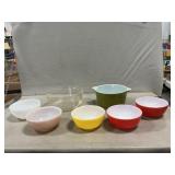 Pyrex Ribbed Glass Bowl & Avacado Casserole Dish,