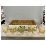 Lot Of Federal Madrid Amber Depression Glass Cups
