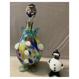 MCM Murano Clown Decanter, Blown Glass Clown