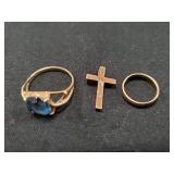 (1) Pendant & (2) Rings (14K Gold / Unverified)
