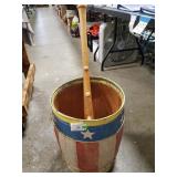 (1) Painted Wooden Nail Barrel & (1) Baseball