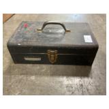 Metal Toolbox With Vintage Scroll Saw &