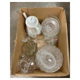 Box Lot With VintagePressed Glass, Ironstone