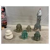 1957 Astro Mfg. Missile Coin Bank, Insulators