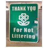 Metal Littering Sign, 24" x 18"