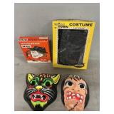Vintage Halloween Witch Costume, Masks, Wig