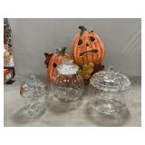 Glass Pumpkin Candy Dishes, Ceramic Pumpkin Light