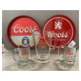 Coors Beer Teays, Pitcher & Mugs