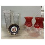 Vintage Lenox Etched Ruby Red Candleholders,