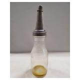 (1) Vintage Glass Oil Bottle w/ Metal Spout