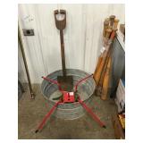 Galvanized Washtub With Vintage Shovel, Christmas