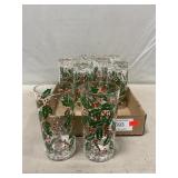 (8) MCM West Virginia Glass Snowy Holly & Berry
