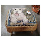 (1) Wicker Foot Stool w/ Decorative Pillow Top