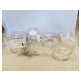 Tray Of Assorted Clear Dishware & More