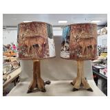 (2) Vintage Deer Hoof Table Lamps (24" Tall)