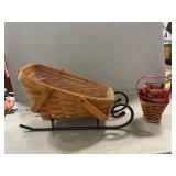Longaberger Sleigh Basket With Wrought Iron