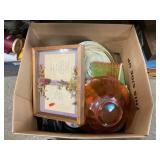 Box Lot With Yellow Depression Plate, Iridescent