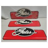 (3) "Gates" Metal Advertising Signs (17.5"×6.5")