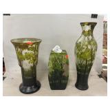 (3) Art Nouveau-Style Cameo Vases