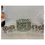 MCM West Virginia Snowy Holly & Berry Punch Bowl,