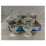 (5) MCM West Virginia Glass Snowy Holly & Berry
