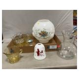 Handpainted Lamp Shade, Amber Glass, Fenton Fairy