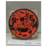 (1) Vintage Tin Lithograph Halloween Tambourine