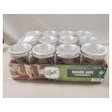 (12) Pint Ball Mason Jars w/ Lids (New/Factory