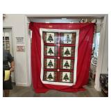 Homemade Quilt Top With Red Backing Material