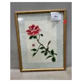 Traditional Asian Rose Painting, 13" x 10.5"