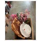 Box Lot With Stoneware Pitcher &  Bowl, Basket,