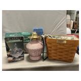 Longaberger Basket, Oil Lamp Base, Lead Crystal