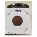 (1) 1904 U.S. Indian Head One Cent Coin