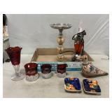 Ruby Flashed Glass, Lamp Base, Candlestand,