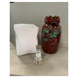 Pottery Vase With 3-D Cherries, Nippon Vase,