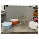 Pyrex Pie Dishes, Glassbake Mixing Bowl, (2)