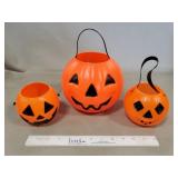(3) Halloween Plastic Pumpkin Jack-O-Lantern