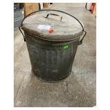 Vintage Galvanized Trash Can, Popcorn Tin