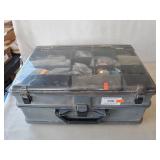 (1) Plastic Fishing Tackle Box w/ Assorted Tackle